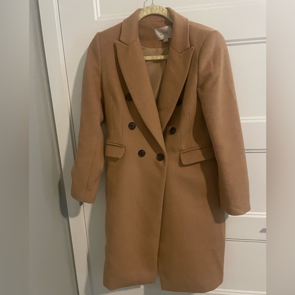 Anne Taylor Loft Camel Dress Coat
